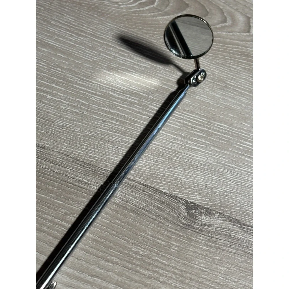 Telescoping Inspection Mirror Chrome Extendable Swivel Round 1 Inch Diameter 17